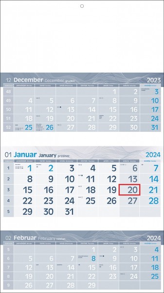 Koledar 3-delni lepljen 2024