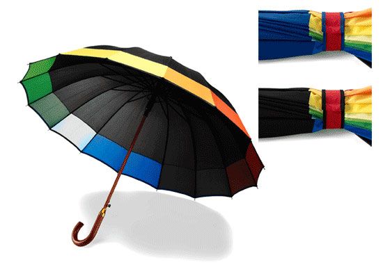 Dežnik 112cm Avt rob-mavrica