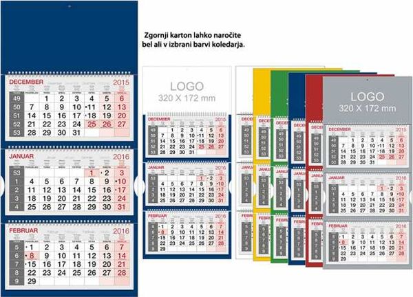 Koledar 3delni spirala barvni 20__