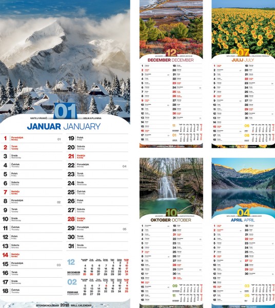 Koledar Slovenska narava mali 2018