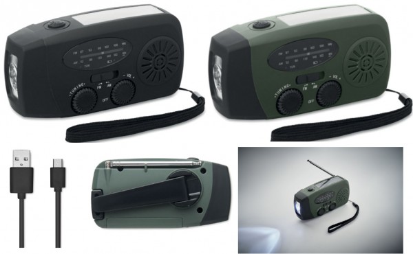 Radio LED svetilka dynamo solar